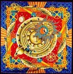 Earth and Moon Silk Scarf, Kaki