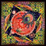 Earth and Moon Silk Scarf, Red