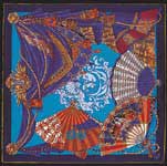 Theatre French Silk Scarf, Navy