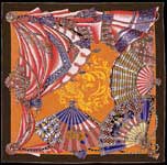 Theatre French Silk Scarf, Brown 